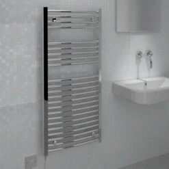 Ecostrad Fina-E Electric Towel Rail - Curved Chrome 300w (500 X 1100mm) -Astral Moda Shop 1 9