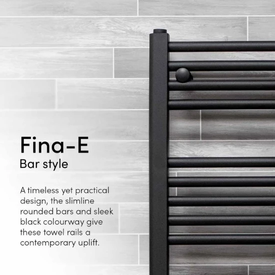 Ecostrad Fina-E Electric Towel Rail - Black 400w (500 X 1200mm) 7 Ecostrad Fina-E Electric Towel Rail - Black 400w (500 X 1200mm) - Image 5