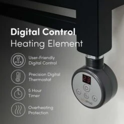 Ecostrad Fina-E Thermostatic Electric Towel Rail - Black 200w (500 X 800mm) -Astral Moda Shop black or anthracite digital usp 1 6