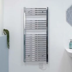 Ecostrad Fina-E Electric Towel Rail - Curved Chrome 300w (500 X 1100mm)