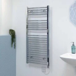 Ecostrad Fina-E Electric Towel Rail - Curved Chrome 300w (500 X 1100mm) -Astral Moda Shop cc basic 2