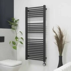 Ecostrad Cube Thermostatic Electric Towel Rail - Anthracite -Astral Moda Shop cube anthracite 500x1200 digital angle