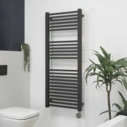 Ecostrad Cube IQ WiFi Electric Towel Rails - Anthracite -Astral Moda Shop cube anthracite 500x1200 iq angle