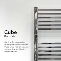 Ecostrad Cube Thermostatic Towel Rail – Chrome 600w (500 X 1200mm) -Astral Moda Shop cube chrome bar style 1