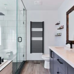 Ecostrad Cube Thermostatic Electric Towel Rail - Anthracite 600w (500 X 1200mm) -Astral Moda Shop cube thermostatic anthracite 500x1200 lifestyle 1