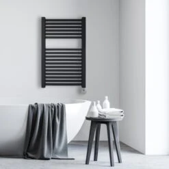 Ecostrad Cube Thermostatic Towel Rail - Anthracite 400w (500 X 800mm) -Astral Moda Shop cube thermostatic anthracite 500x800 lifestyle 1