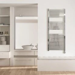 Ecostrad Cube Thermostatic Towel Rail - Chrome 16 Ecostrad Cube Thermostatic Towel Rail - Chrome -Astral Moda Shop cube thermostatic chrome 500x1200 lifestyle 1