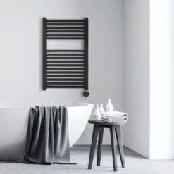 Ecostrad Cube IQ WiFi Electric Towel Rail - Anthracite 400w (500 X 800mm) -Astral Moda Shop cube wifi anthracite 500x800 lifestyle 1