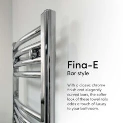 Ecostrad Fina-E Thermostatic Electric Towel Rail - Curved Chrome 300w (500 X 1100mm) 9 Ecostrad Fina-E Thermostatic Electric Towel Rail - Curved Chrome 300w (500 X 1100mm) -Astral Moda Shop curved 1 1