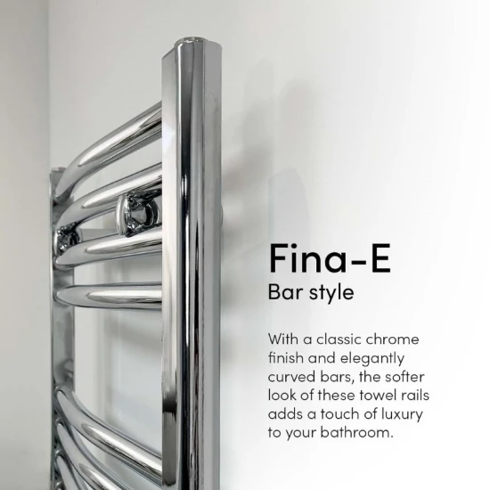 Ecostrad Fina-E Thermostatic Electric Towel Rail - Curved Chrome 300w (500 X 1100mm) 5 Ecostrad Fina-E Thermostatic Electric Towel Rail - Curved Chrome 300w (500 X 1100mm) - Image 3
