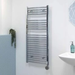 Ecostrad Fina-E IQ WiFi Electric Towel Rail - Curved Chrome 300w (500 X 1100mm) -Astral Moda Shop curved chrome iq 2
