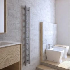 Terma Easy ONE Designer Electric Towel Rail - Grey 300w -Astral Moda Shop easy one 1600x200 sparkling gravel lifestyle 2 1 1