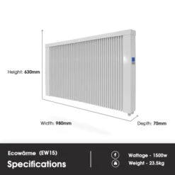 Ecostrad Ecowärme Electric Radiator - White 1500w -Astral Moda Shop ecowarme features tile 6