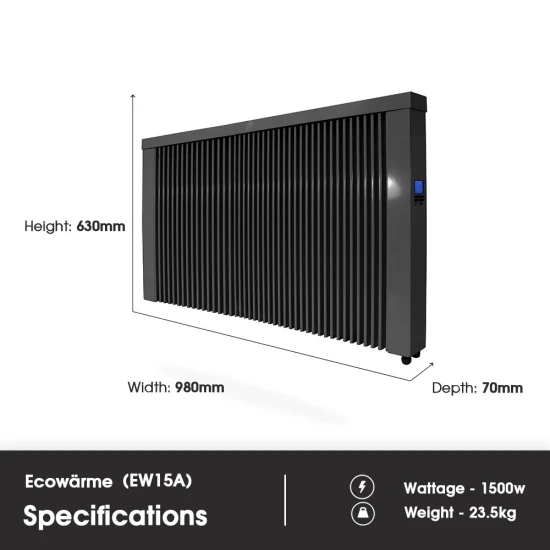 Ecostrad Ecowärme Electric Radiator - Anthracite 1500w 5 Ecostrad Ecowärme Electric Radiator - Anthracite 1500w - Image 3