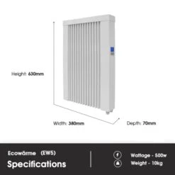 Ecostrad Ecowärme Electric Radiator - White 500w -Astral Moda Shop ew5 dimensions