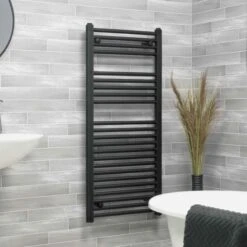 Ecostrad Fina-E Electric Towel Rail - Anthracite -Astral Moda Shop fina anthracite 500x1100 basic angle 1