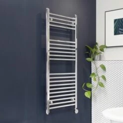 Ecostrad Fina-E Bluetooth Electric Towel Rail - Chrome 600w (500 X 1500mm) -Astral Moda Shop fina chrome 500x1200 moa angle 1 1