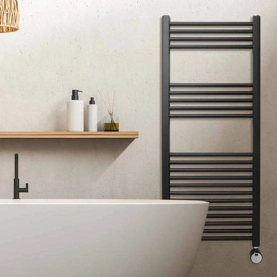 Ecostrad Fina-E Thermostatic Electric Towel Rail - Black 400w (500 X 1200mm) 6 Ecostrad Fina-E Thermostatic Electric Towel Rail - Black 400w (500 X 1200mm) - Image 4