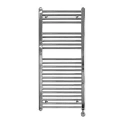 Ecostrad Fina-E Thermostatic Electric Towel Rail - Chrome 300w (500 X 1100mm) -Astral Moda Shop fina e 1100x500 fe t 30 c cutout front 1