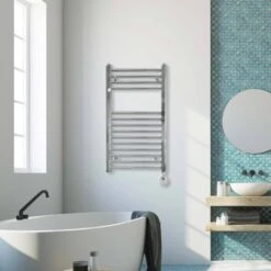Ecostrad Fina-E Thermostatic Electric Towel Rail - Chrome 200w (400 X 700mm) -Astral Moda Shop fina e 400x700 sun digital thermostat fe t 20 c lifestyle 1