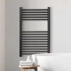 Ecostrad Fina-E Electric Towel Rails - Black -Astral Moda Shop fina e electric 500x800mm black 200w lifestyle 2 1