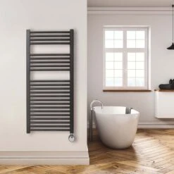 Ecostrad Fina-E Thermostatic Electric Towel Rail – Black 300w (500 X 1100mm) 10 Ecostrad Fina-E Thermostatic Electric Towel Rail – Black 300w (500 X 1100mm) -Astral Moda Shop fina e thermostatic 500x1100mm black 300w lifestyle 1