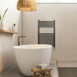 Ecostrad Fina-E Thermostatic Electric Towel Rail - Anthracite 200w (400 X 700mm) -Astral Moda Shop fina e thermostatic 500x800 lifestyle 1 1