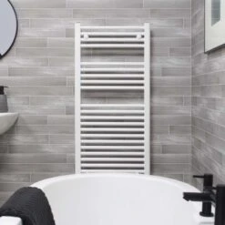 Ecostrad Fina-E Electric Towel Rail - White 200w (400 X 700mm) -Astral Moda Shop fina white 500x1100 basic face 1