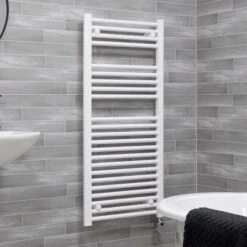 Ecostrad Fina-E Thermostatic Electric Towel Rail - White 400w (500 X 1200mm) 9 Ecostrad Fina-E Thermostatic Electric Towel Rail - White 400w (500 X 1200mm) -Astral Moda Shop fina white 500x1100 digital angle 1