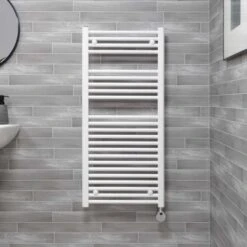 Ecostrad Fina-E Thermostatic Electric Towel Rail - White 200w (400 X 700mm) -Astral Moda Shop fina white 500x1100 digital face 2