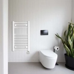 Ecostrad Fina-E Thermostatic Electric Towel Rail - White 200w (400 X 700mm) -Astral Moda Shop fina e white 150w thermostatic lifestyle 2