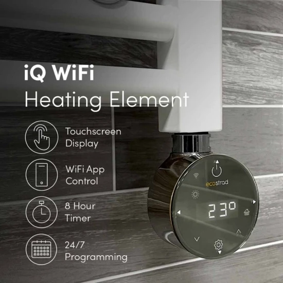 Ecostrad Fina-E IQ WiFi Electric Towel Rail - White 400w (500 X 1200mm) 6 Ecostrad Fina-E IQ WiFi Electric Towel Rail - White 400w (500 X 1200mm) - Image 4