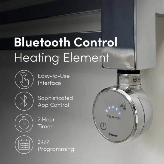 Ecostrad Fina-E Bluetooth Electric Towel Rail - Curved Chrome 300w (500 X 1100mm) 4 Ecostrad Fina-E Bluetooth Electric Towel Rail - Curved Chrome 300w (500 X 1100mm) - Image 2