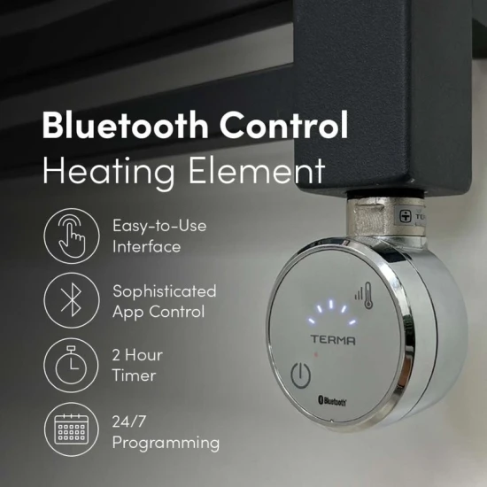 Ecostrad Fina-E Bluetooth Electric Towel Rail - Anthracite 400w (500 X 1200mm) 6 Ecostrad Fina-E Bluetooth Electric Towel Rail - Anthracite 400w (500 X 1200mm) - Image 4