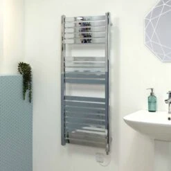 Ecostrad Scala Electric Towel Rail - Chrome 600w (500 X 1200mm) -Astral Moda Shop scala chrome 500x1200 basic angle