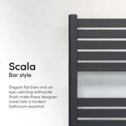 Ecostrad Scala Thermostatic Electric Towel Rail - Anthracite 600w (500 X 1200mm) -Astral Moda Shop scala anthracite bar style 3