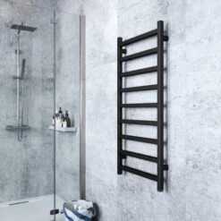 Terma Simple ONE Designer Electric Towel Rail - Black 400w (500 X 1080mm) 7 Terma Simple ONE Designer Electric Towel Rail - Black 400w (500 X 1080mm) -Astral Moda Shop simple one 1080x500 heban black lifestyle 2