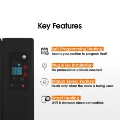 Haverland Wi9 SmartWave Self-Programming Electric Radiator - Anthracite 1400W -Astral Moda Shop smartwave black features tile 5