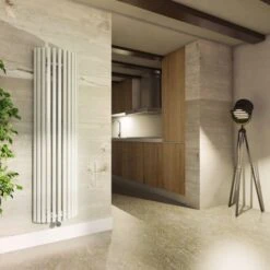 Terma Triga E AW Vertical Designer Electric Radiators - Curved White