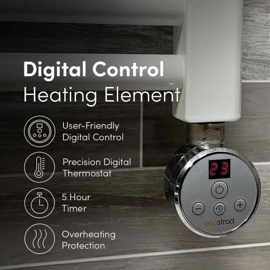 Ecostrad Fina-E Thermostatic Electric Towel Rail - White 5 Ecostrad Fina-E Thermostatic Electric Towel Rail - White - Image 3