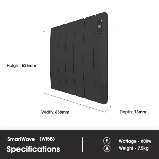 Haverland Wi5 SmartWave Self-Programming Electric Radiator - Anthracite 800W 4 Haverland Wi5 SmartWave Self-Programming Electric Radiator - Anthracite 800W - Image 2