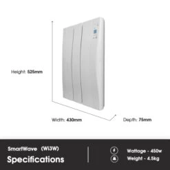 Haverland Wi3 SmartWave Self-Programming Electric Radiator - 450W -Astral Moda Shop wiw3 dimensions