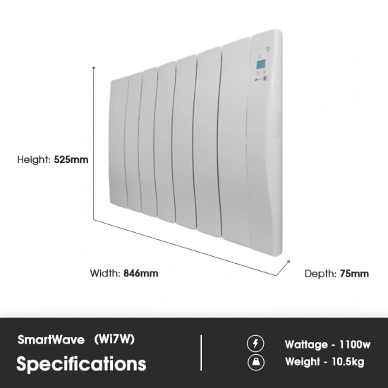 Haverland Wi7 SmartWave Self-Programming Electric Radiator - 1100W 5 Haverland Wi7 SmartWave Self-Programming Electric Radiator - 1100W - Image 3